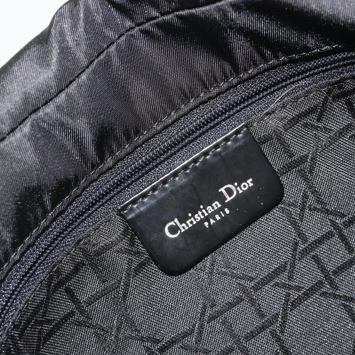 Christian Dior Maris Pearl Shoulder Bag Nylon Black Silver Auth 186460