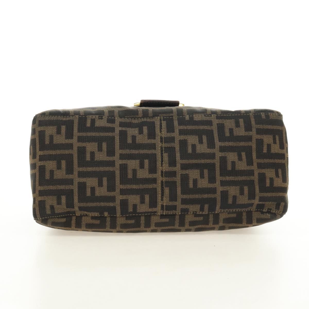 FENDI Zucca Canvas Mamma Baguette Shoulder Bag Black Brown Auth 186461V