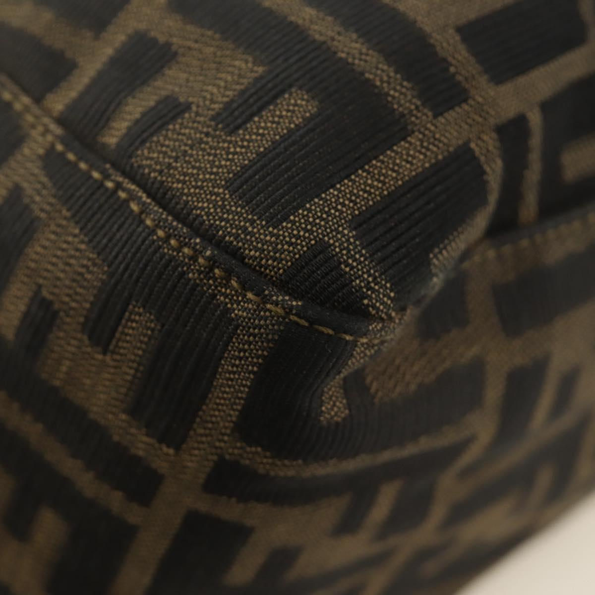 FENDI Zucca Canvas Mamma Baguette Shoulder Bag Black Brown Auth 186461V