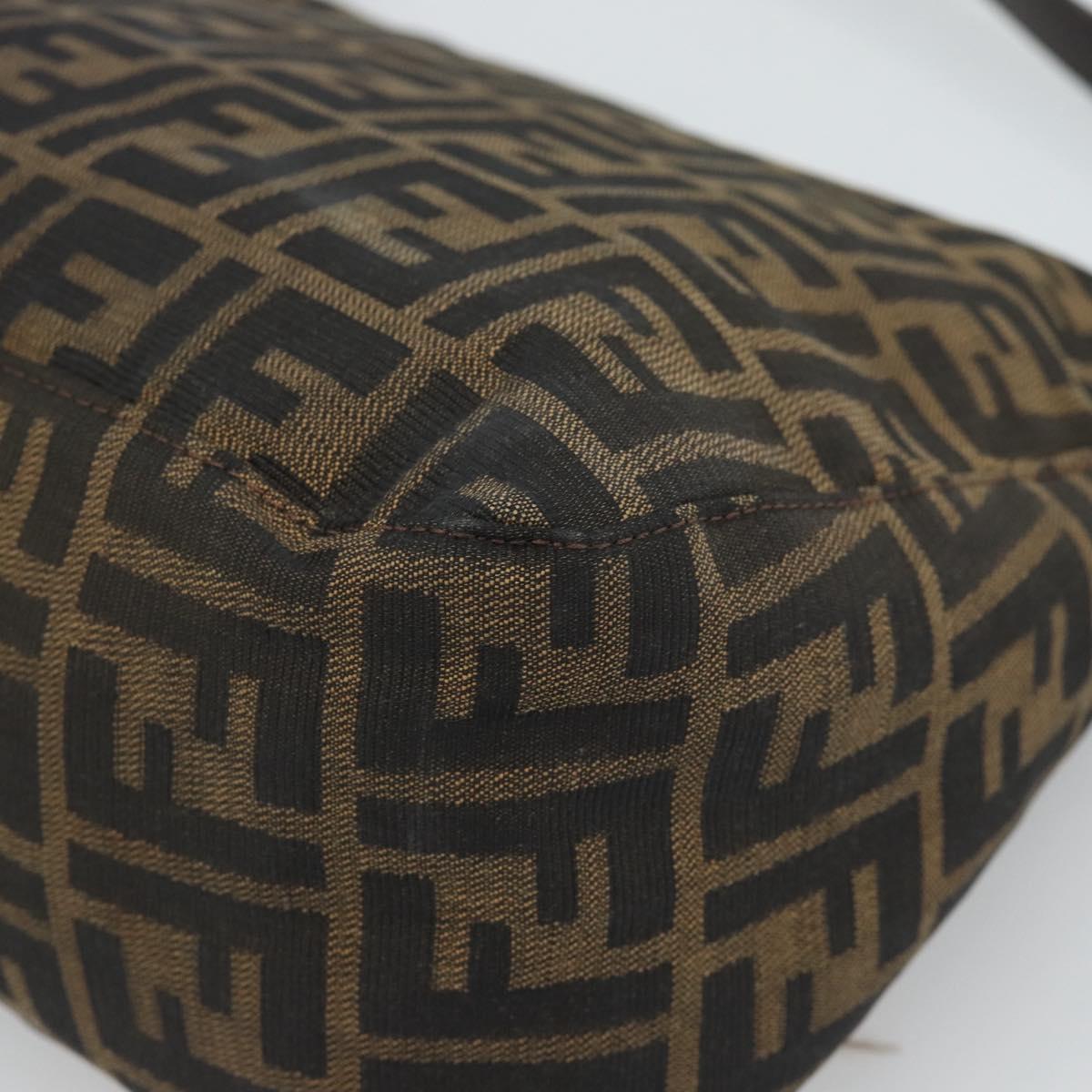 FENDI Zucca Canvas Mamma Baguette Shoulder Bag Black Silver Brown Auth 186462V