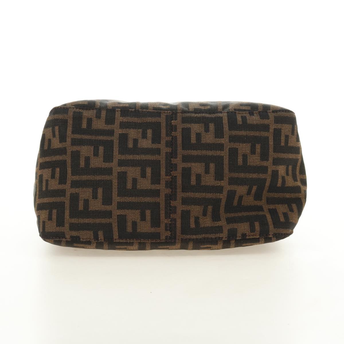 FENDI Zucca Canvas Mamma Baguette Shoulder Bag Black Brown Auth 186463V