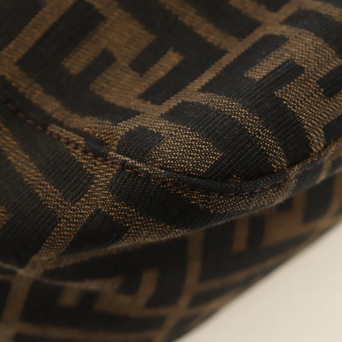 FENDI Zucca Canvas Mamma Baguette Shoulder Bag Black Brown Auth 186463V