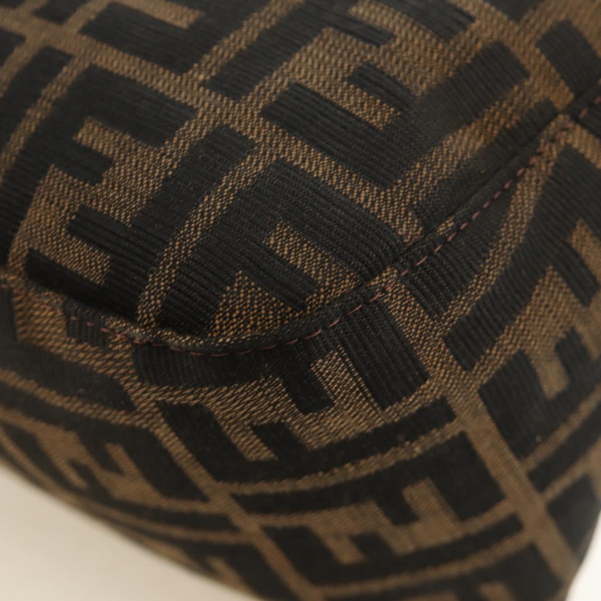 FENDI Zucca Canvas Mamma Baguette Shoulder Bag Black Brown Auth 186463V