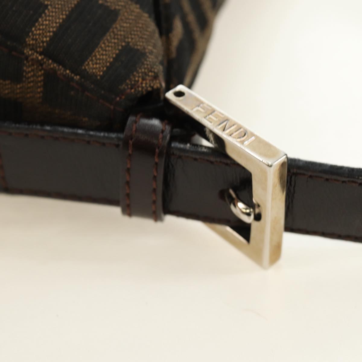 FENDI Zucca Canvas Mamma Baguette Shoulder Bag Black Brown Auth 186463V