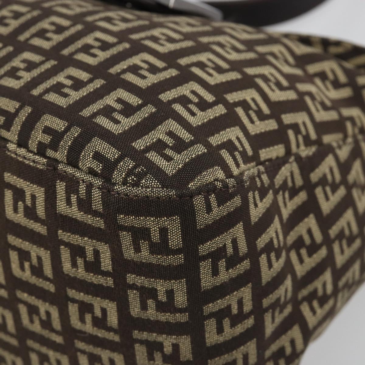 FENDI Zucchino Canvas Mamma Baguette Shoulder Bag Black Auth 186465V