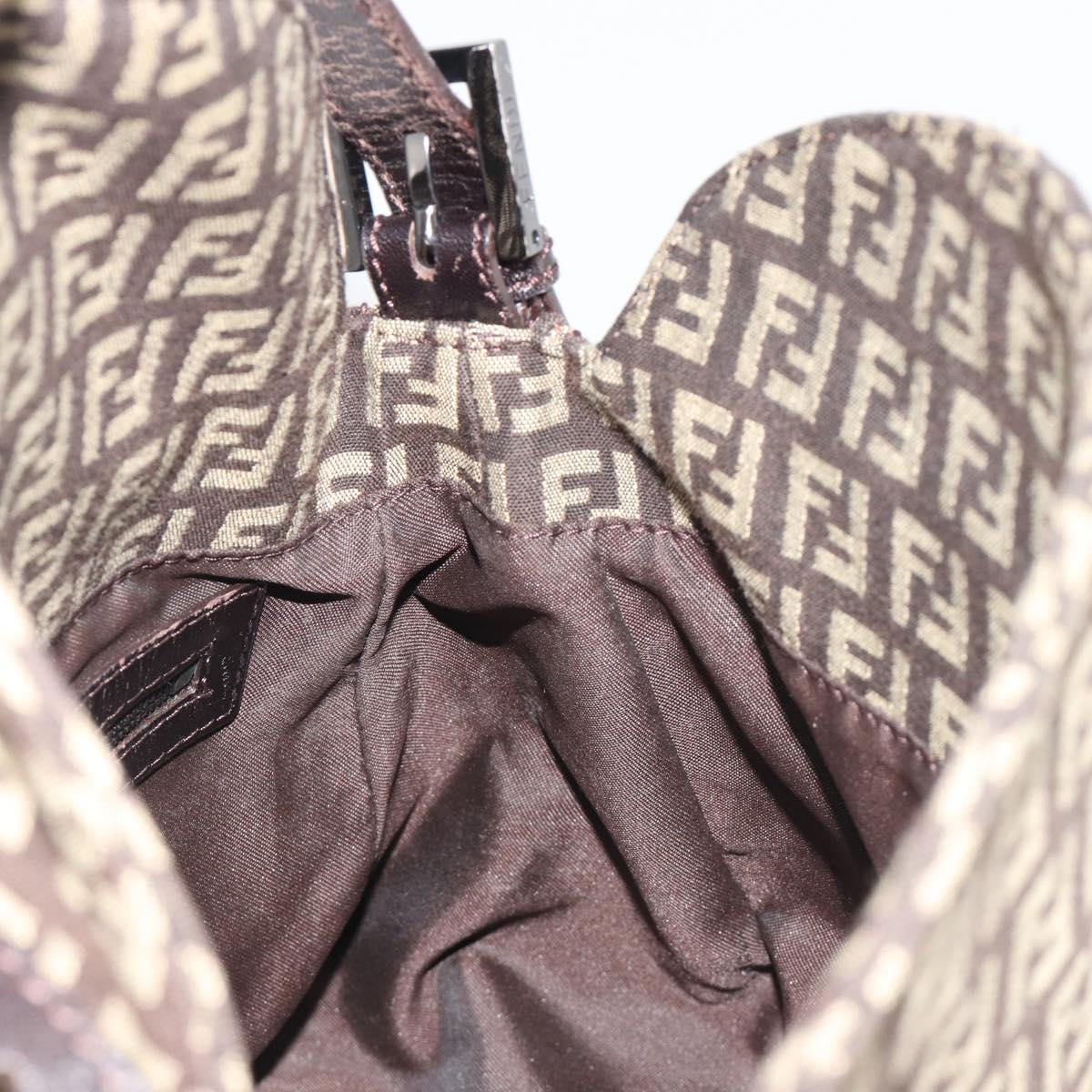 FENDI Zucchino Canvas Mamma Baguette Shoulder Bag Black Auth 186465V