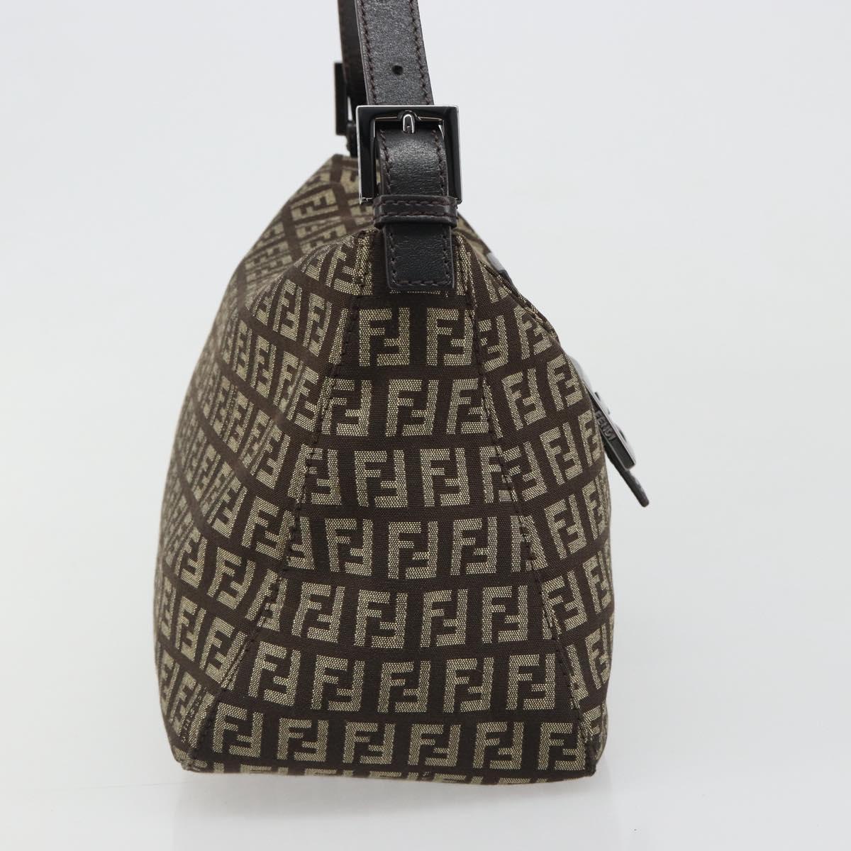 FENDI Zucchino Canvas Mamma Baguette Shoulder Bag Black Auth 186465V