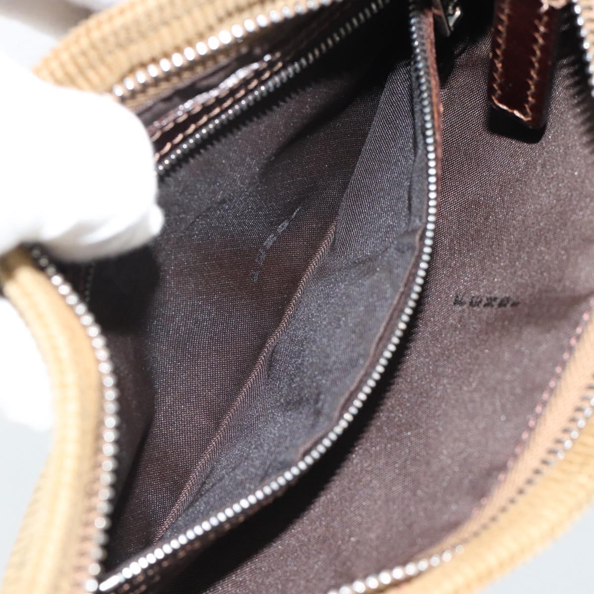FENDI Mamma Baguette Shoulder Bag Corduroy Brown Silver Auth 186467V