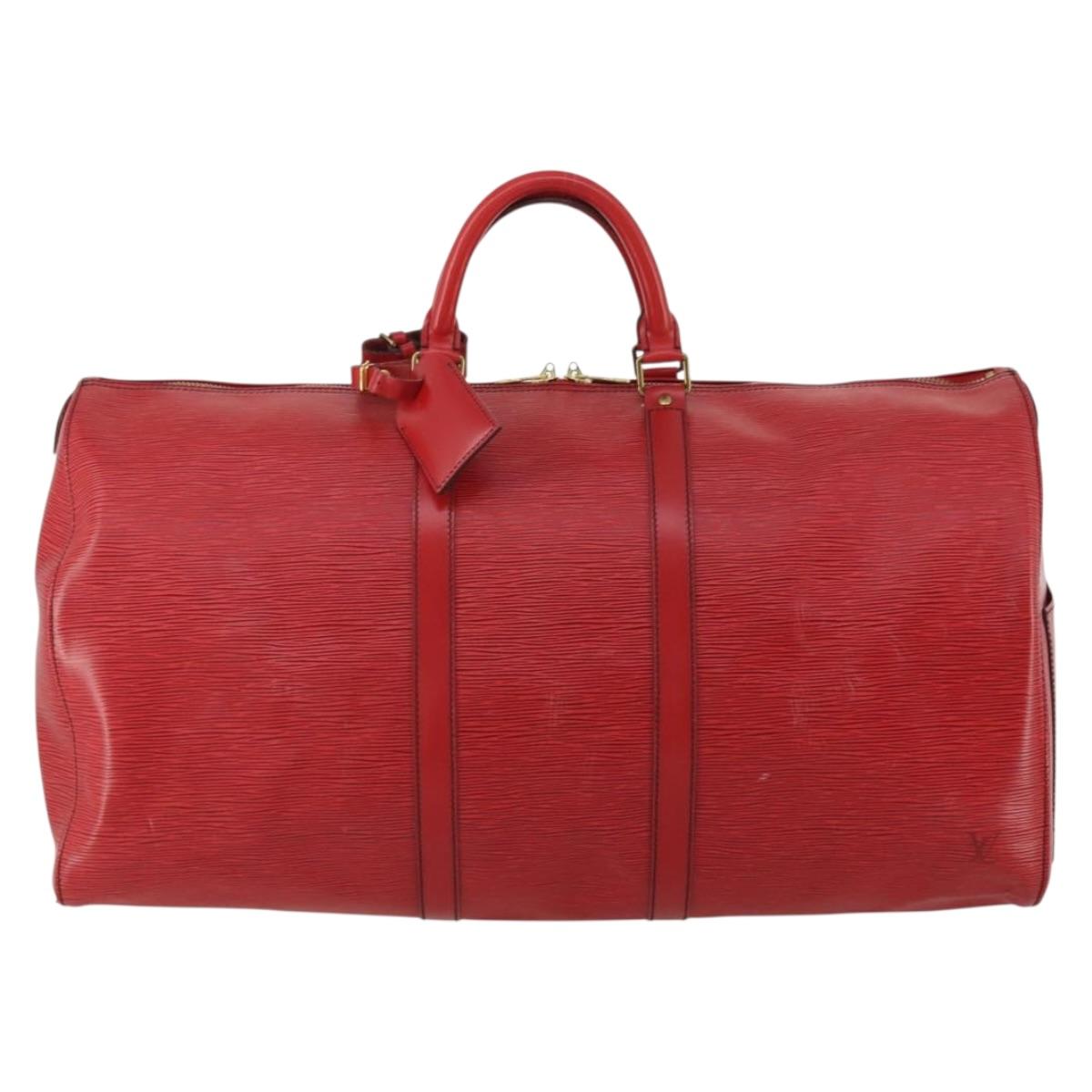 LOUIS VUITTON Epi Keepall 55 Boston Bag Red M42957 LV Auth 186468A