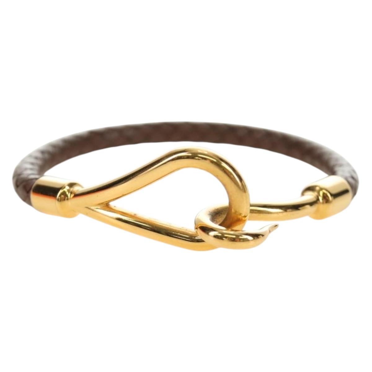 HERMES Jumbo Bracelet Leather Brown Auth 186481V