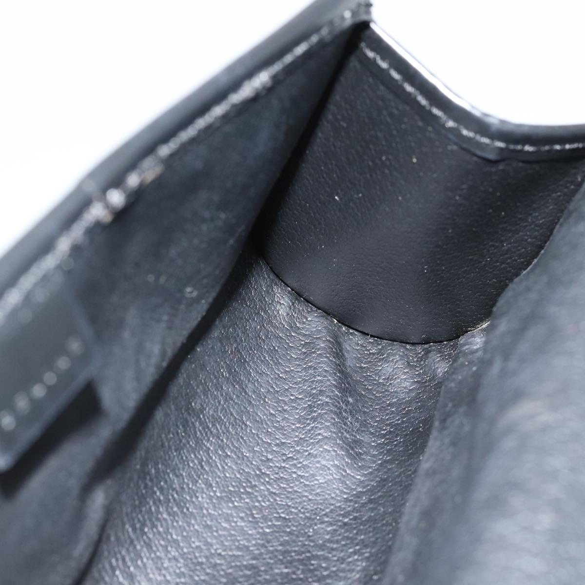 CELINE Macadam Canvas Pouch PVC Leather Black Gold Auth 186542A
