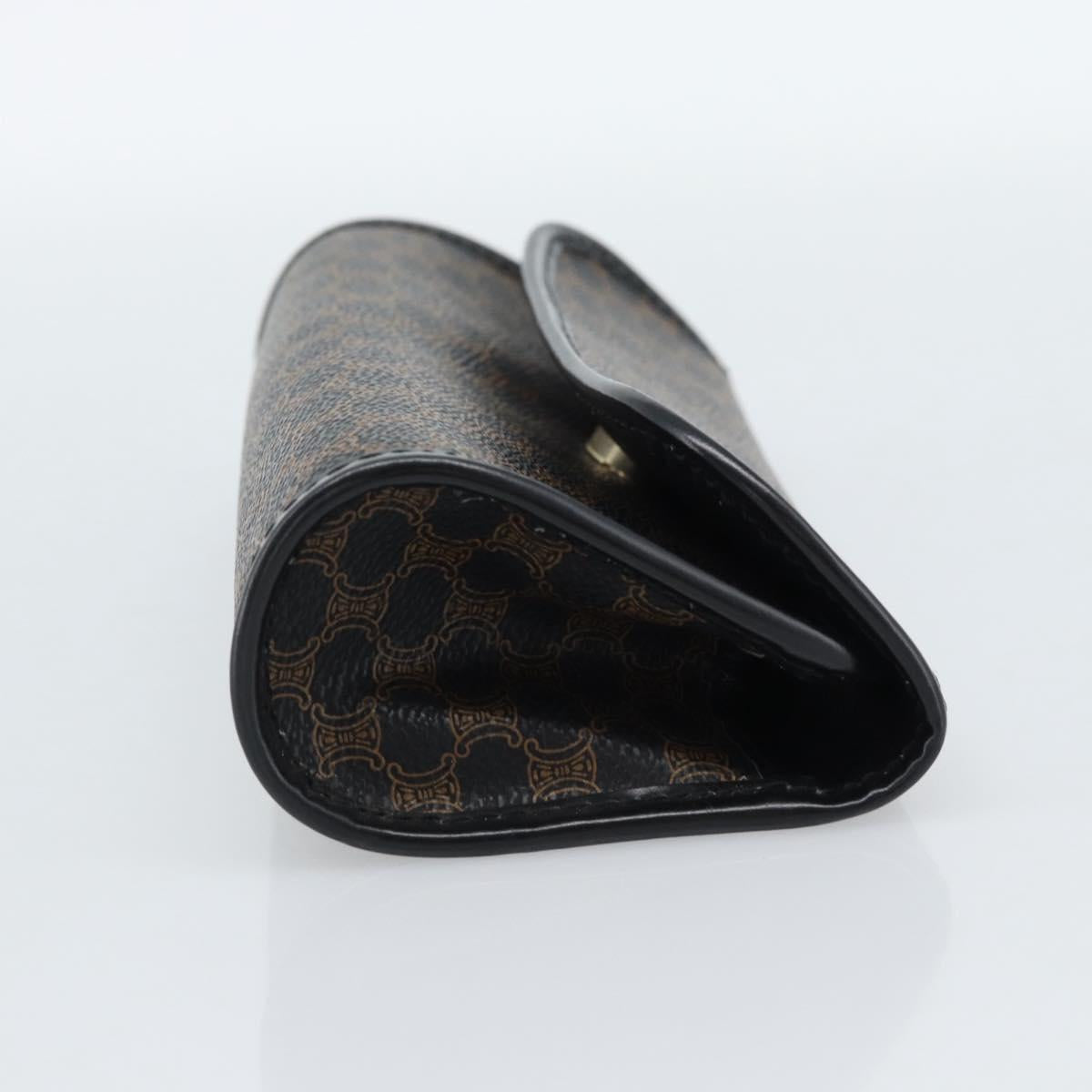 CELINE Macadam Canvas Pouch PVC Leather Black Gold Auth 186542A