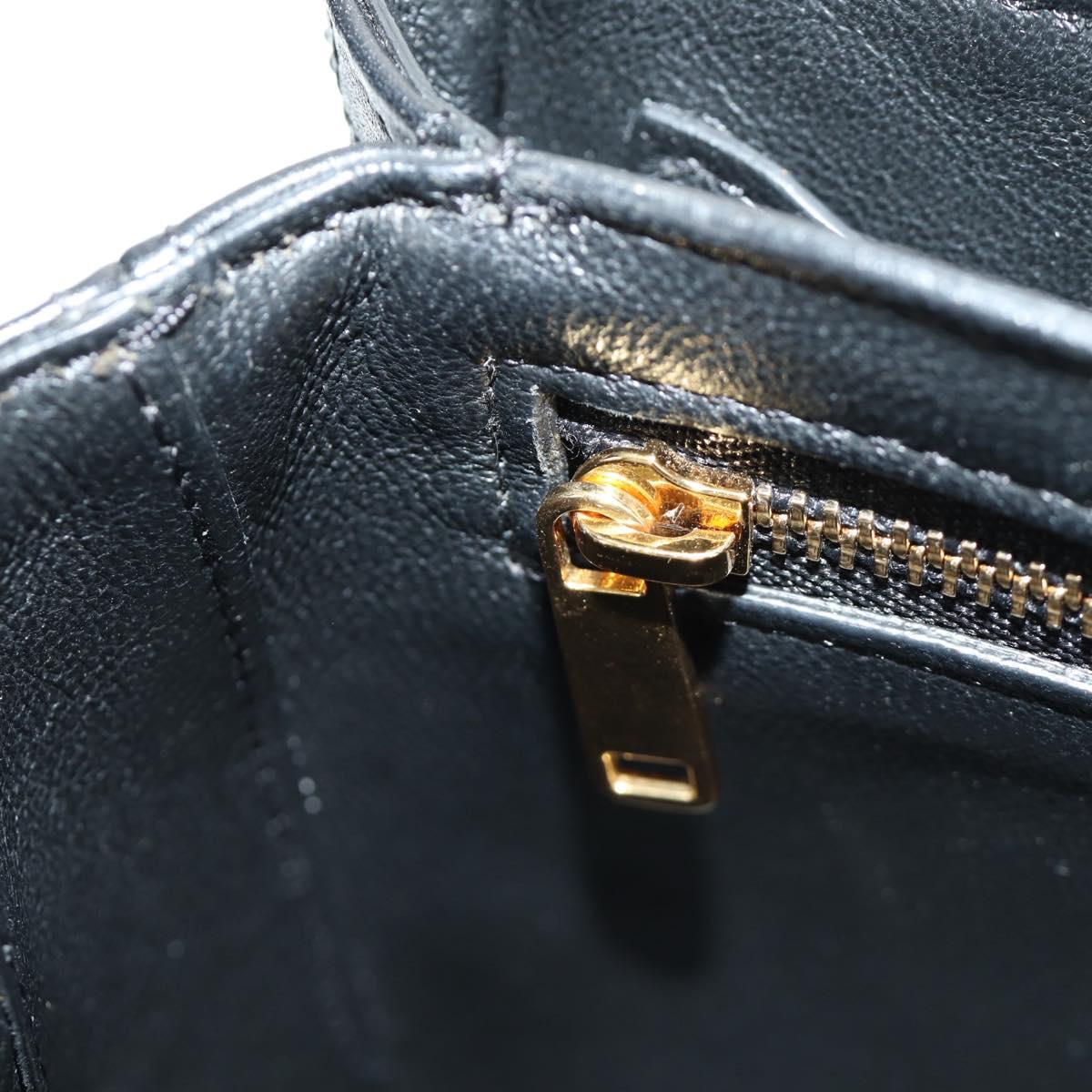 CELINE Chain Shoulder Bag Leather Black Gold Auth 186545SAM