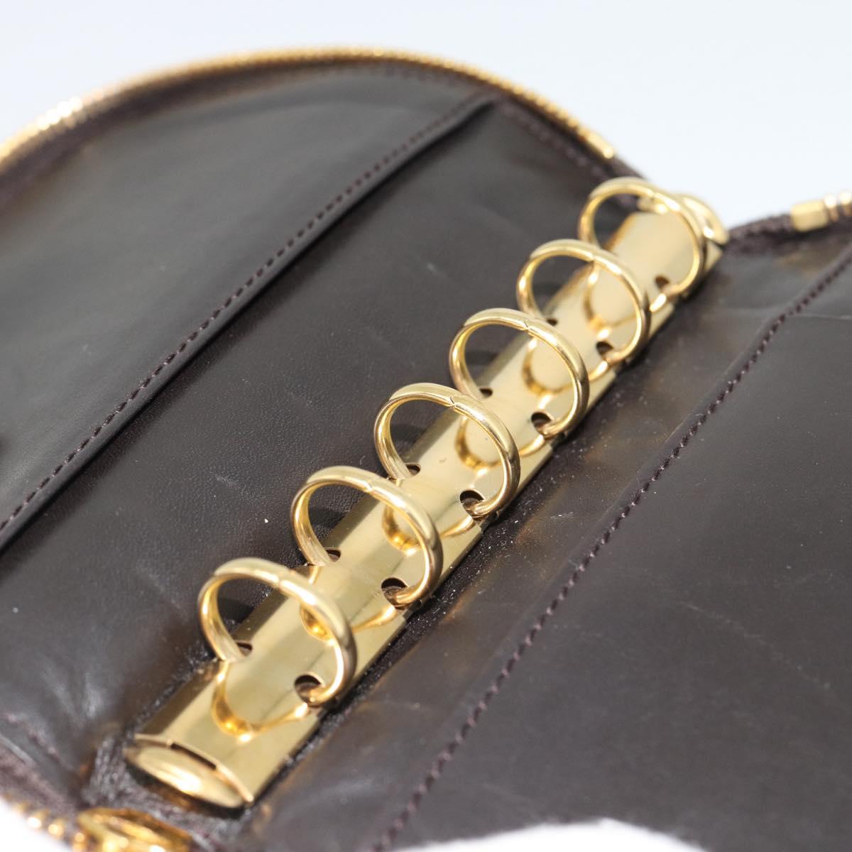 Miu Miu Day Planner Cover Leather Croco Embossed Brown Gold Auth 186547A