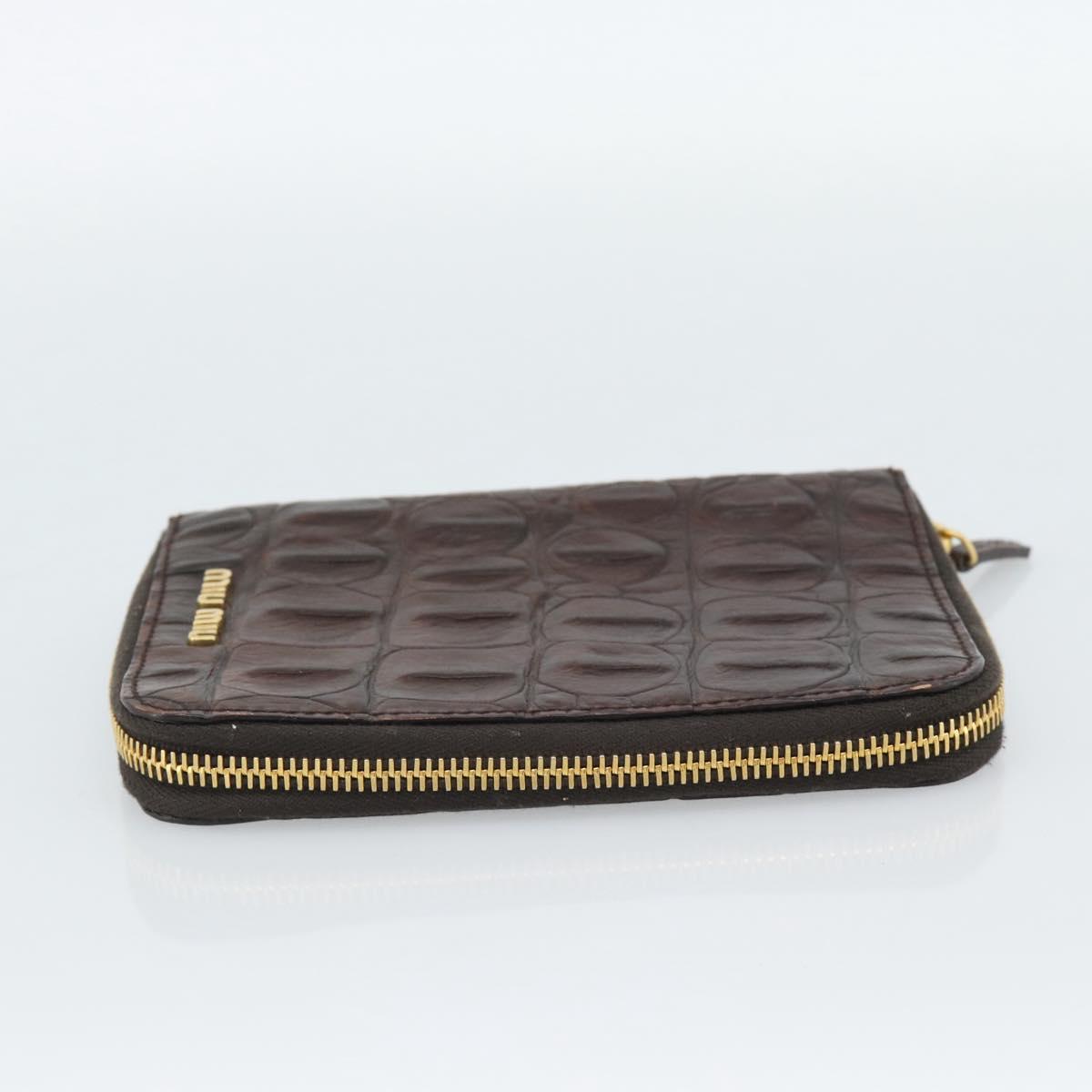 Miu Miu Day Planner Cover Leather Croco Embossed Brown Gold Auth 186547A