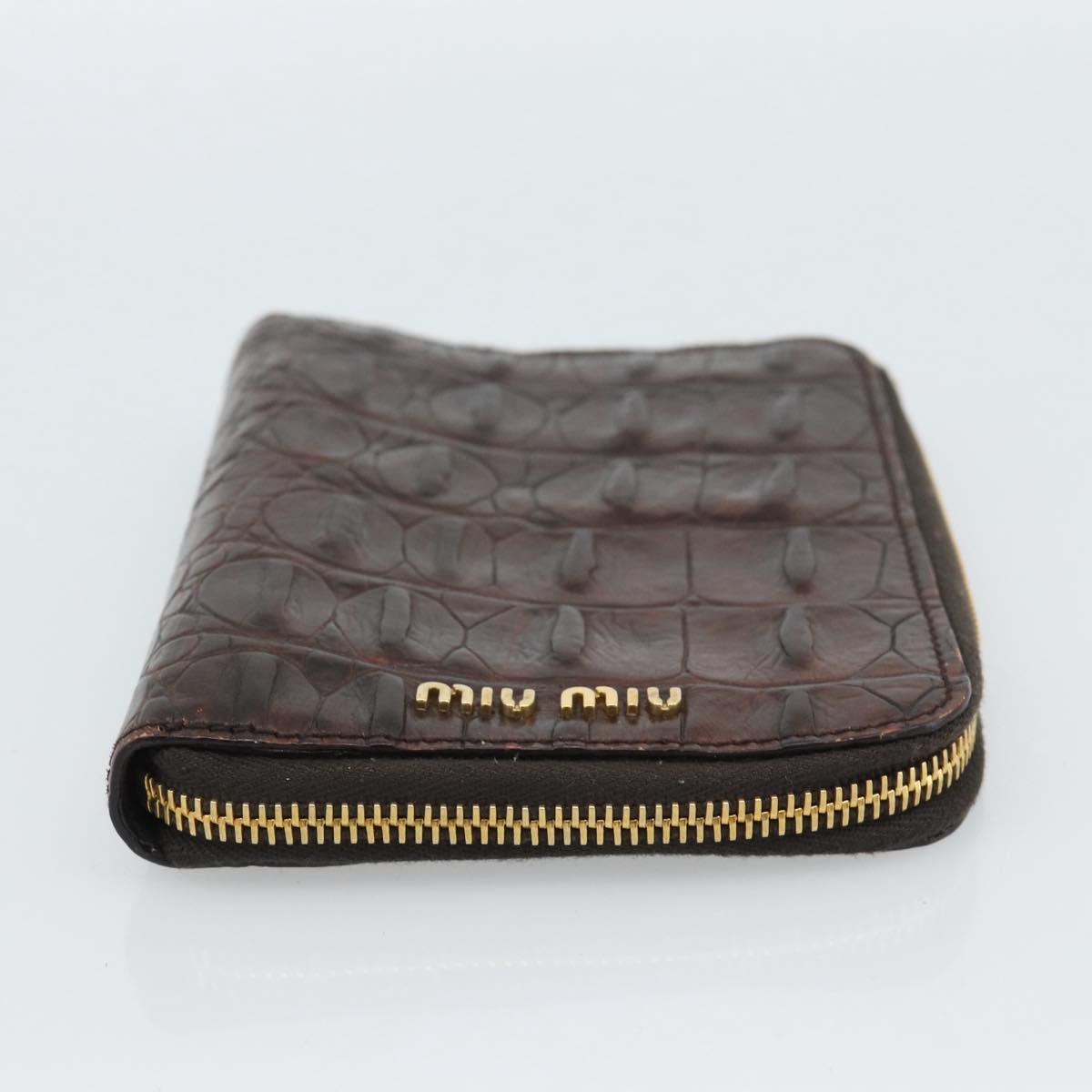 Miu Miu Day Planner Cover Leather Croco Embossed Brown Gold Auth 186547A