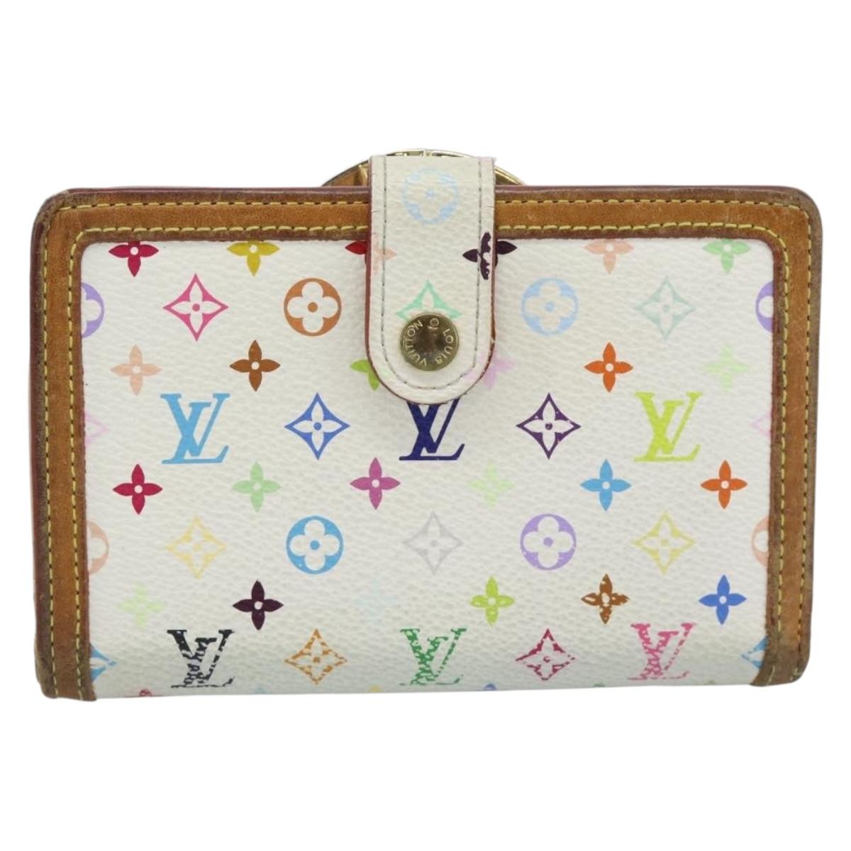 LOUIS VUITTON Multicolor Porte MonnaieViennois Wallet White M92987 Auth 186548