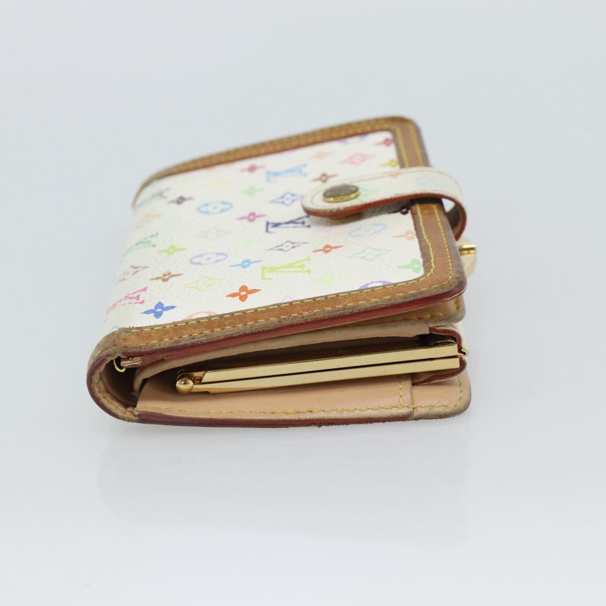 LOUIS VUITTON Multicolor Porte MonnaieViennois Wallet White M92987 Auth 186548