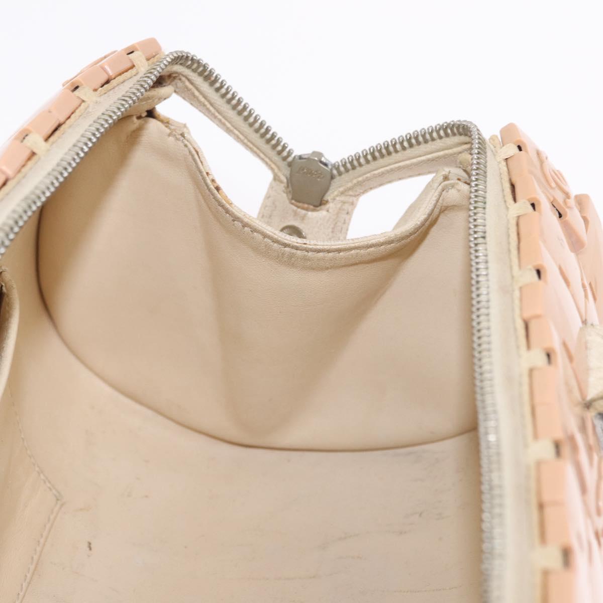 CHANEL Puzzle Hand Bag Leather Pink Silver CC Auth 186552