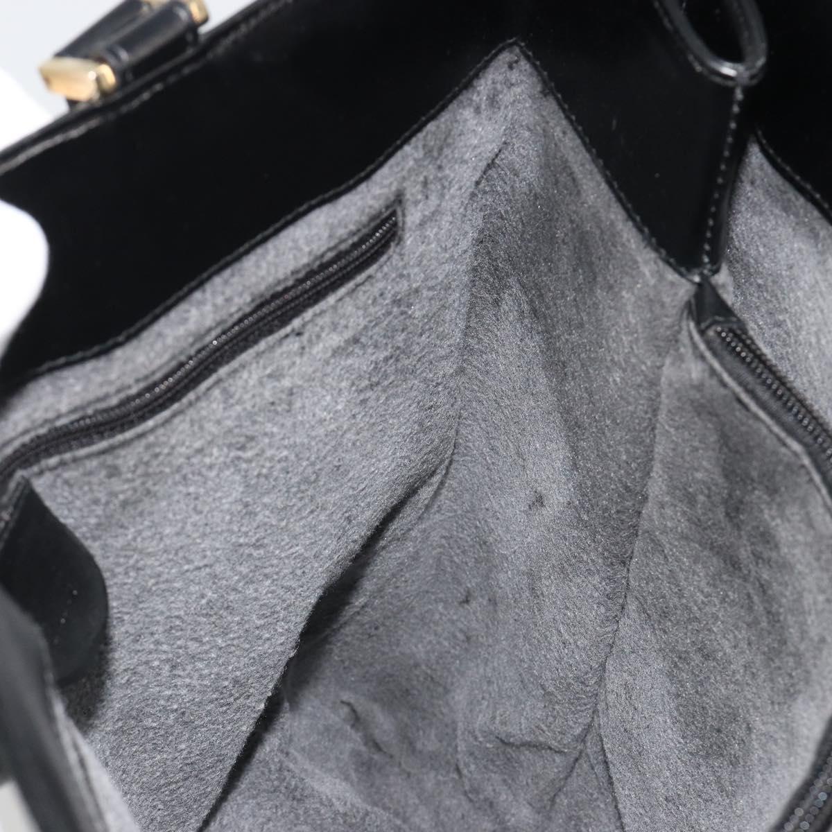 GUCCI Tote Bag Leather Black Gold 002 2046 0332 Auth 186559