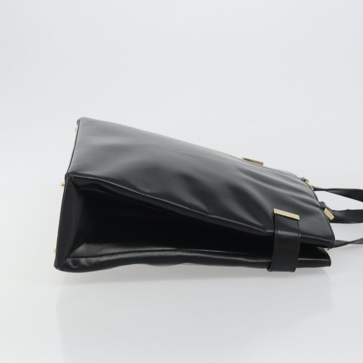 GUCCI Tote Bag Leather Black Gold 002 2046 0332 Auth 186559