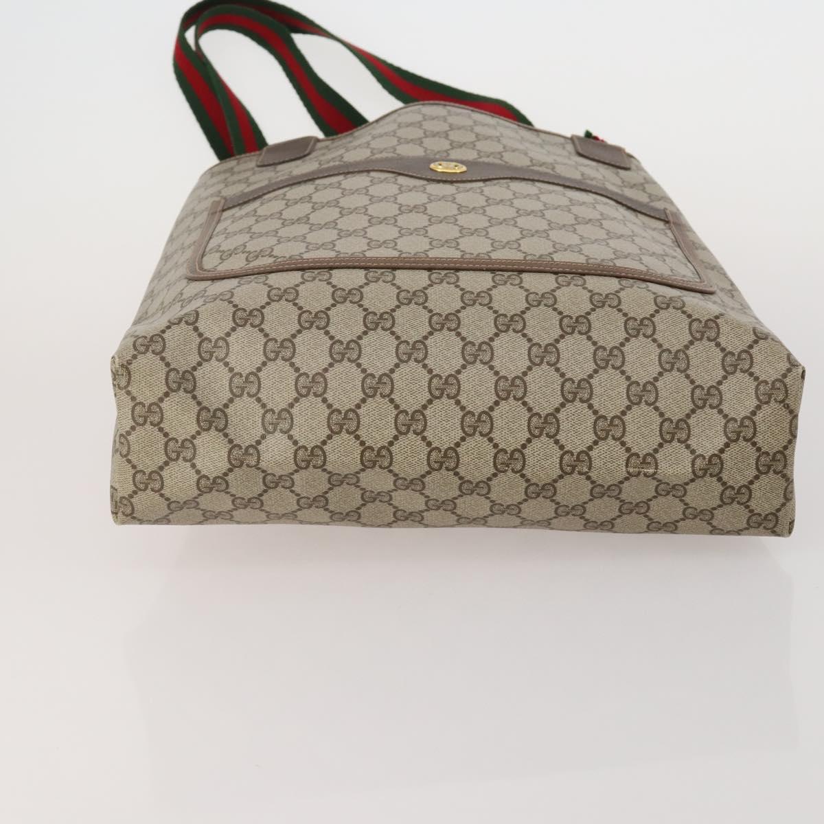 GUCCI GG Canvas GG Supreme Web Sherry Line Bag PVC 3 Set Beige Black Auth 186560