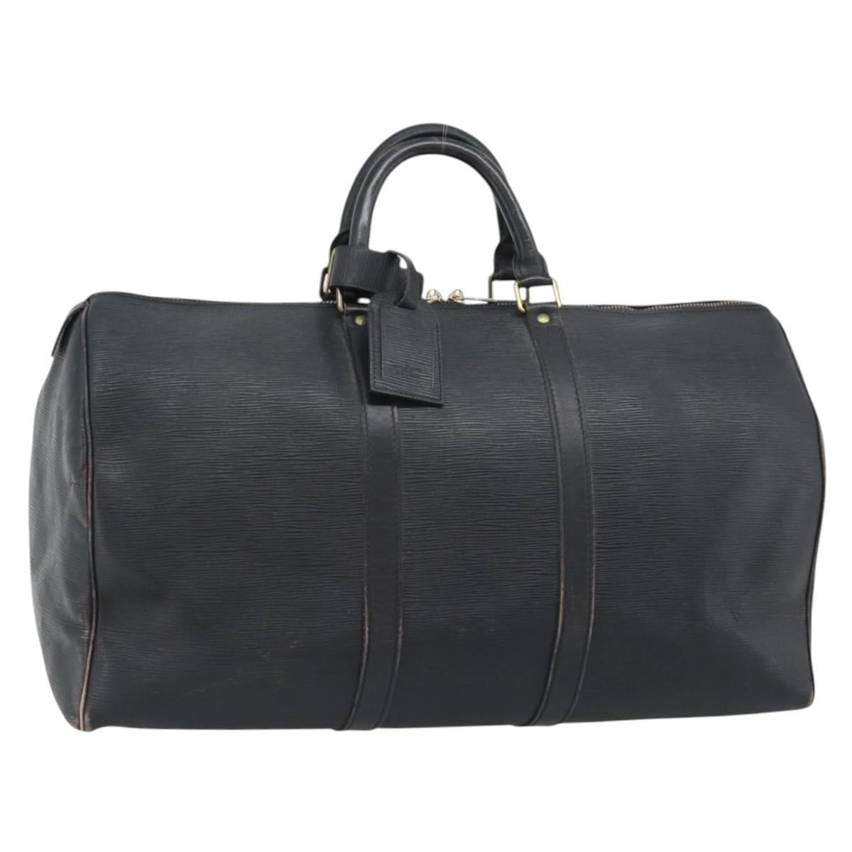 LOUIS VUITTON Epi Keepall 50 Boston Bag Black M42962 LV Auth 186562