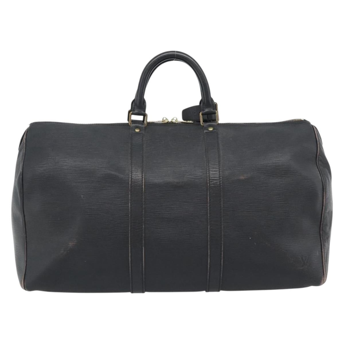 LOUIS VUITTON Epi Keepall 50 Boston Bag Black M42962 LV Auth 186562
