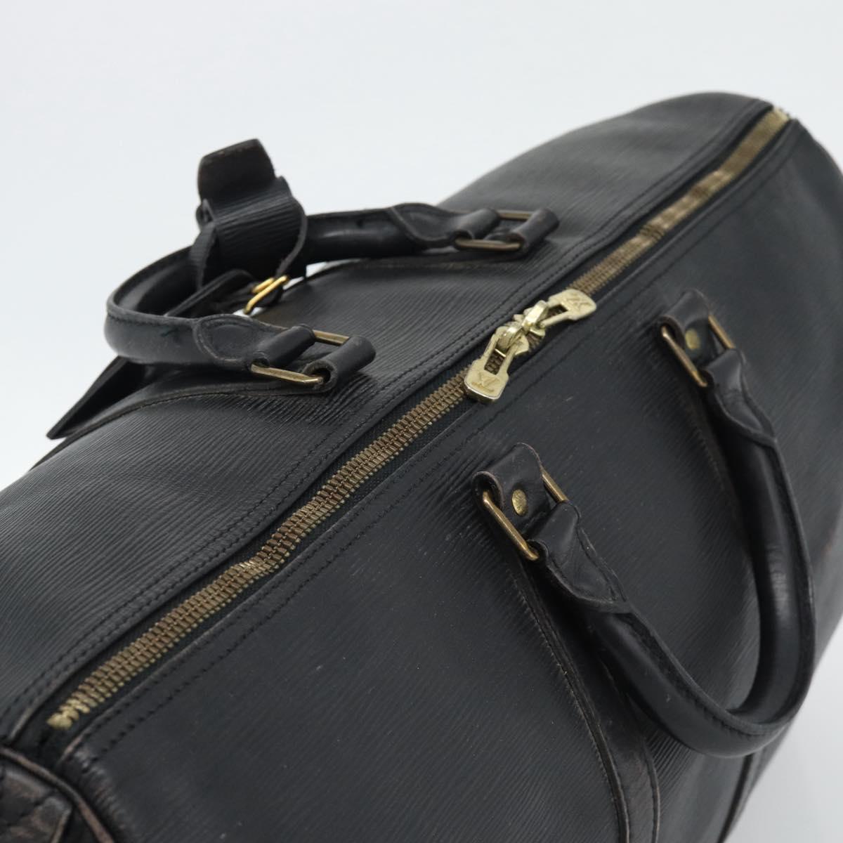 LOUIS VUITTON Epi Keepall 50 Boston Bag Black M42962 LV Auth 186562