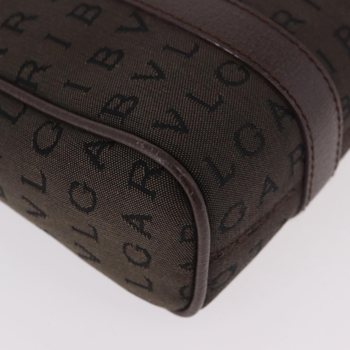 BVLGARI Logo Mania Hand Bag Canvas Brown Auth 186567A