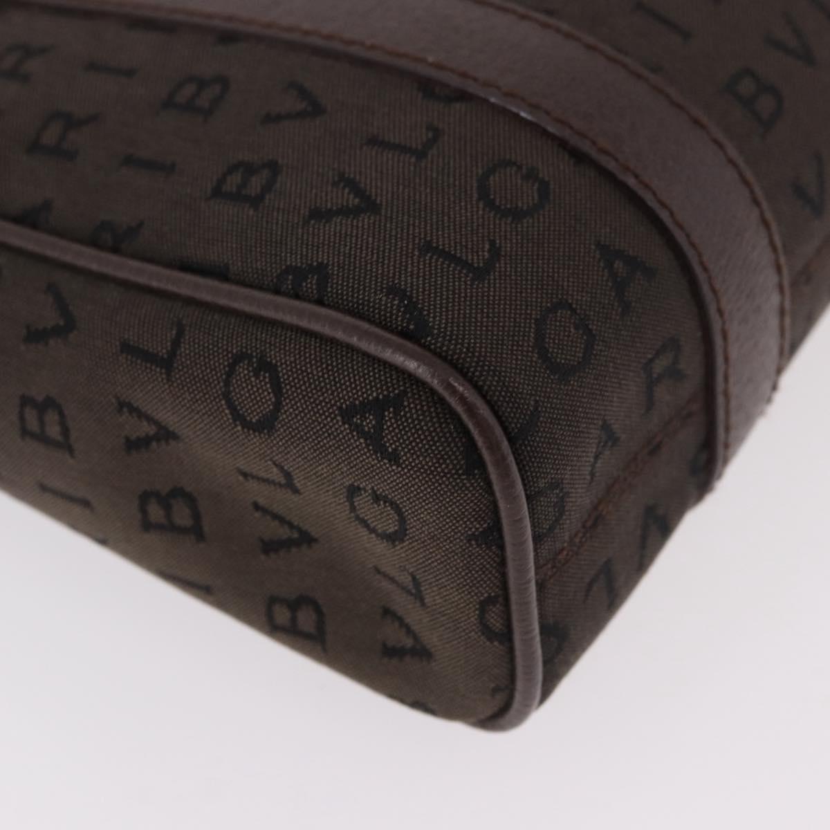 BVLGARI Logo Mania Hand Bag Canvas Brown Auth 186567A