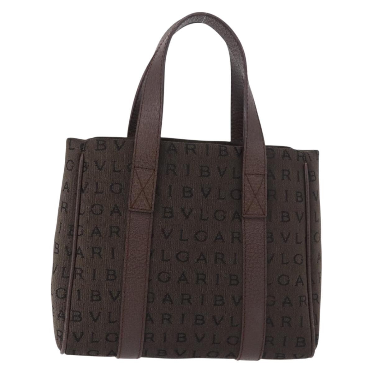 BVLGARI Logo Mania Hand Bag Canvas Brown Auth 186567A