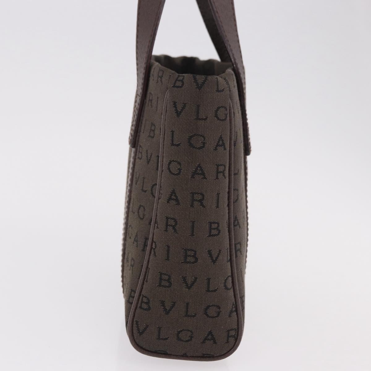 BVLGARI Logo Mania Hand Bag Canvas Brown Auth 186567A