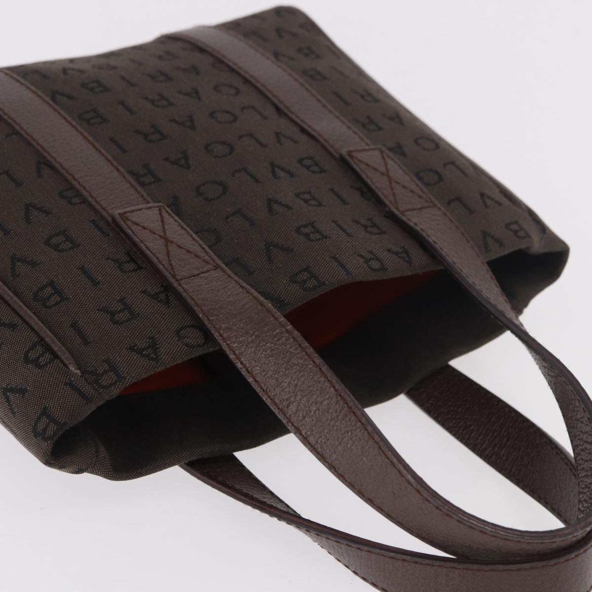 BVLGARI Logo Mania Hand Bag Canvas Brown Auth 186567A