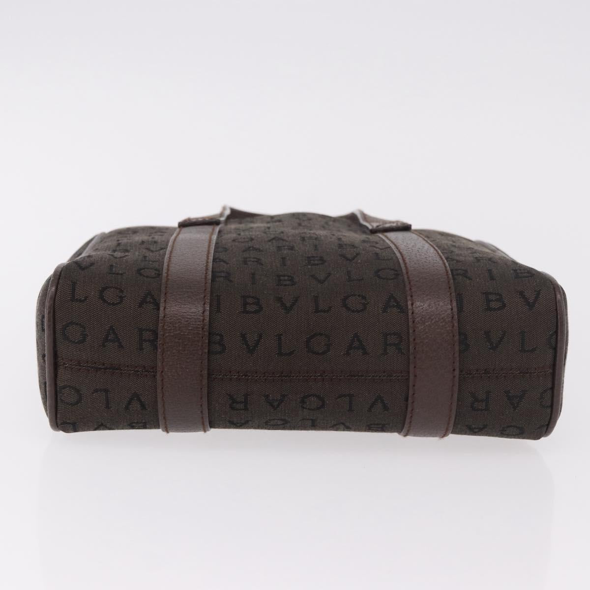 BVLGARI Logo Mania Hand Bag Canvas Brown Auth 186567A