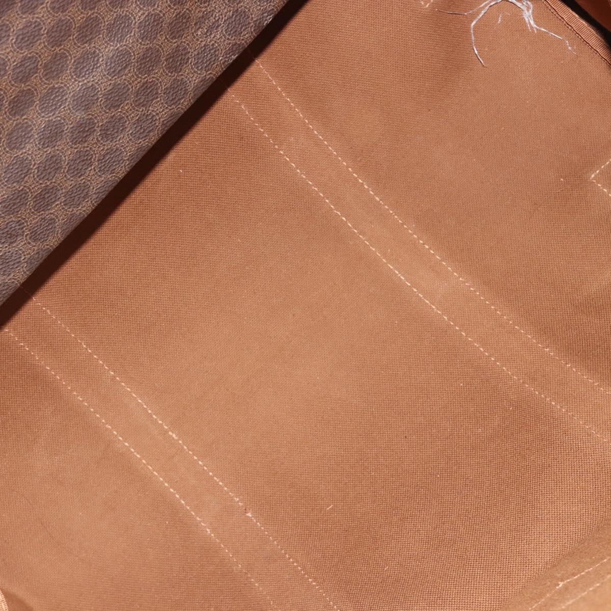 CELINE Macadam Canvas Boston Bag PVC Leather Brown Gold Auth 186570
