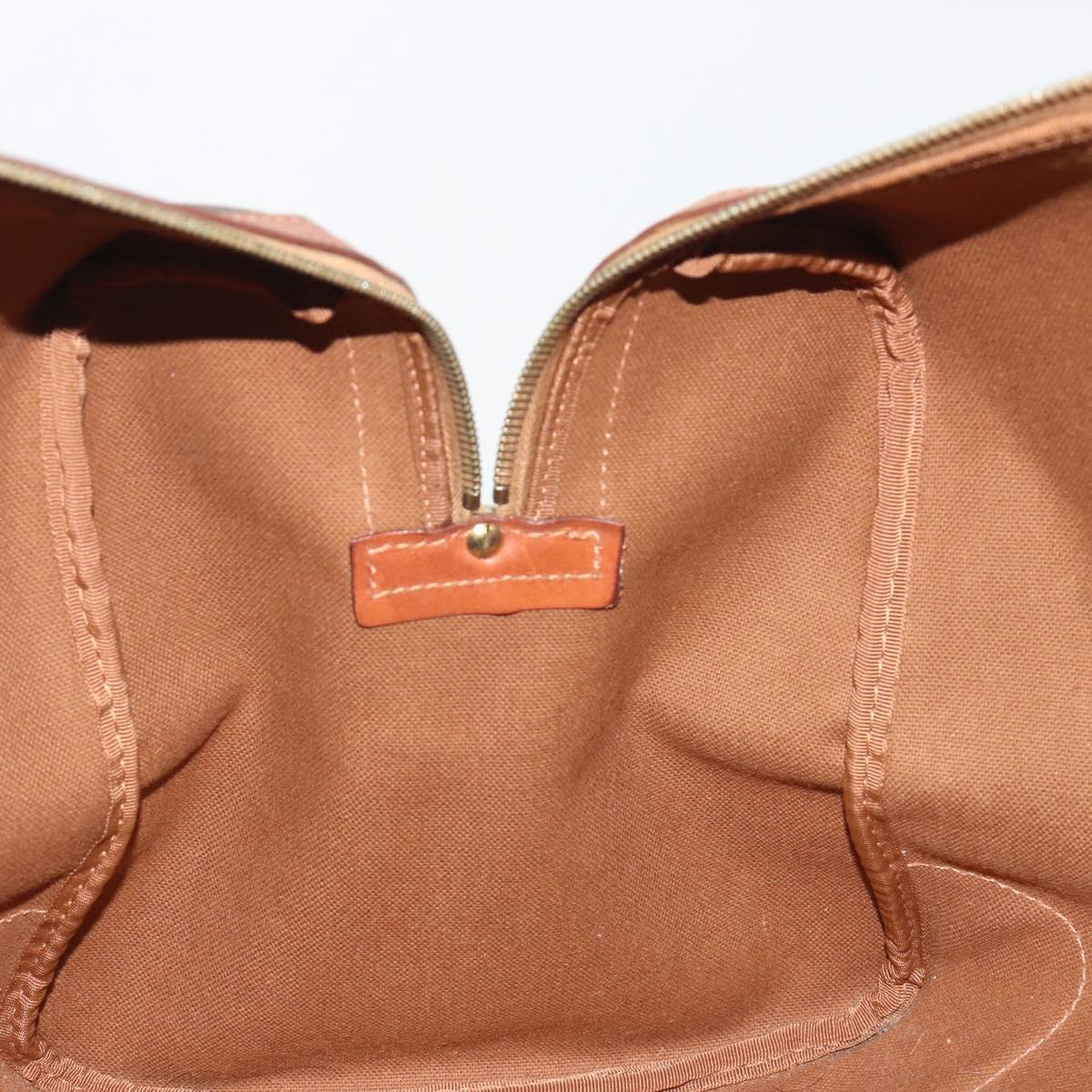 CELINE Macadam Canvas Boston Bag PVC Leather Brown Gold Auth 186570