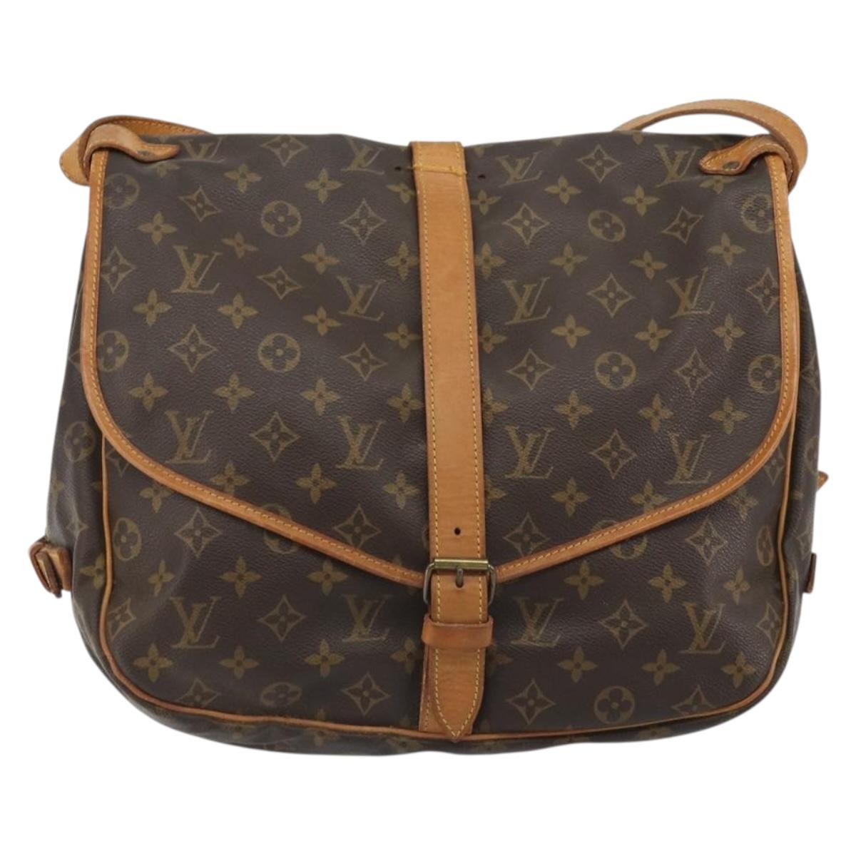 LOUIS VUITTON Monogram Saumur 35 Shoulder Bag M42254 LV Auth 186580