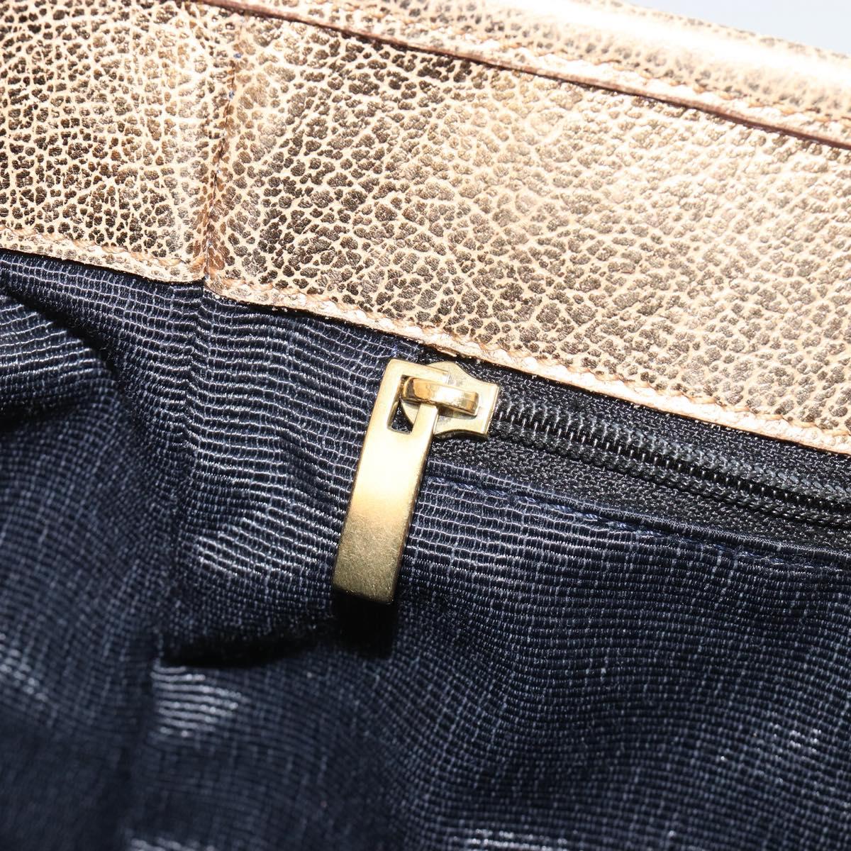 Salvatore Ferragamo Gancini Hand Bag Canvas Blue Gold Auth 186591