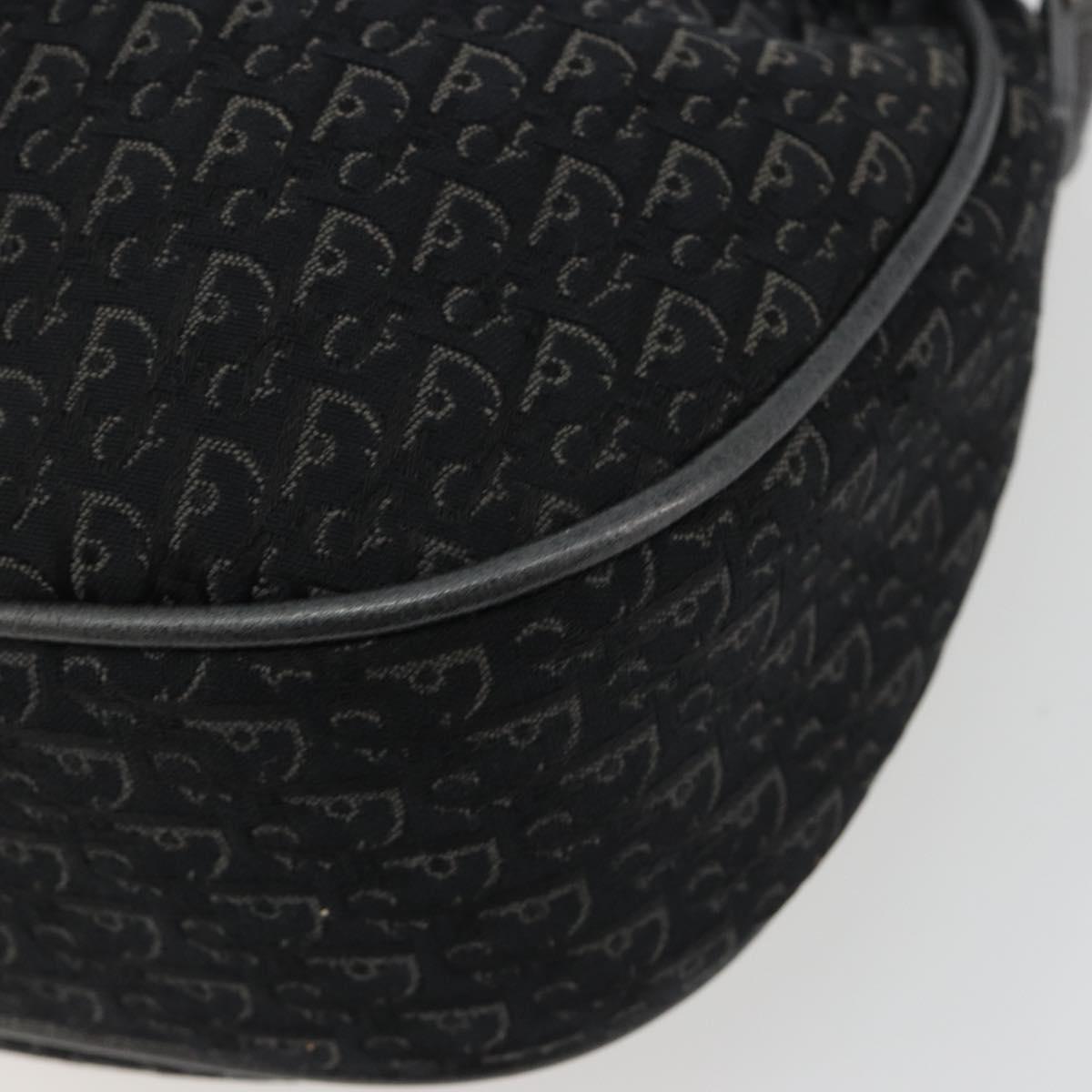 Christian Dior Trotter Canvas Shoulder Bag Black Silver Auth 186592A