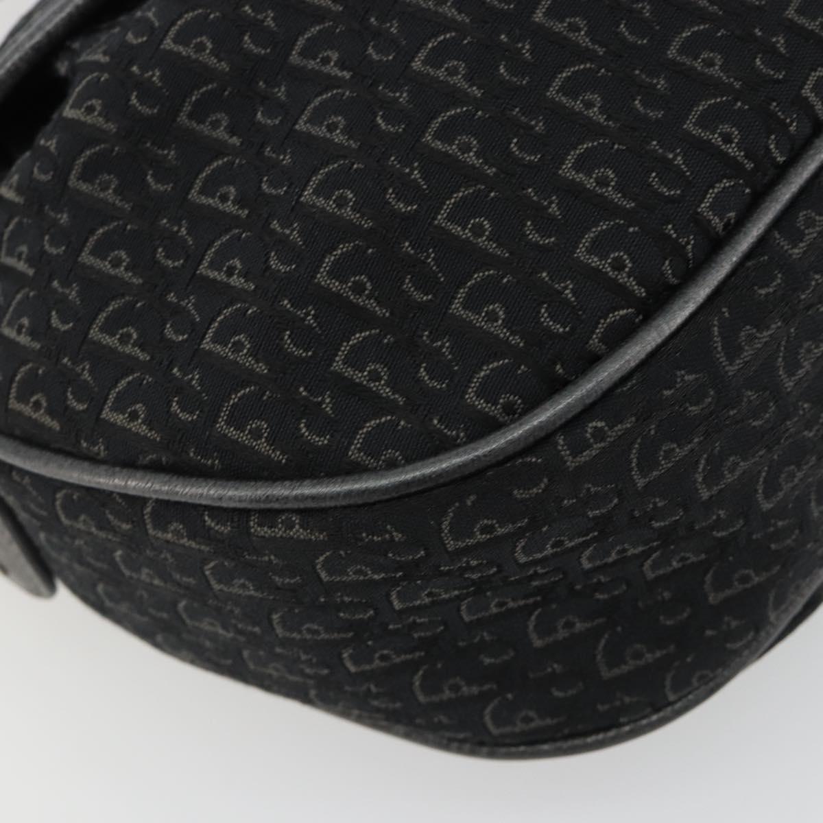 Christian Dior Trotter Canvas Shoulder Bag Black Silver Auth 186592A
