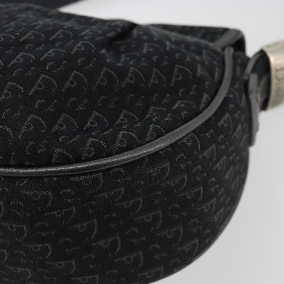 Christian Dior Trotter Canvas Shoulder Bag Black Silver Auth 186592A