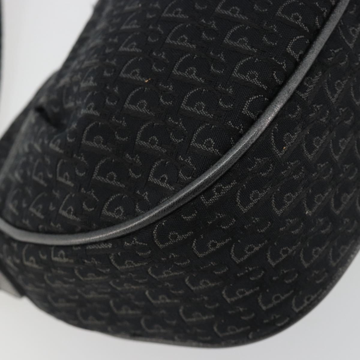Christian Dior Trotter Canvas Shoulder Bag Black Silver Auth 186592A