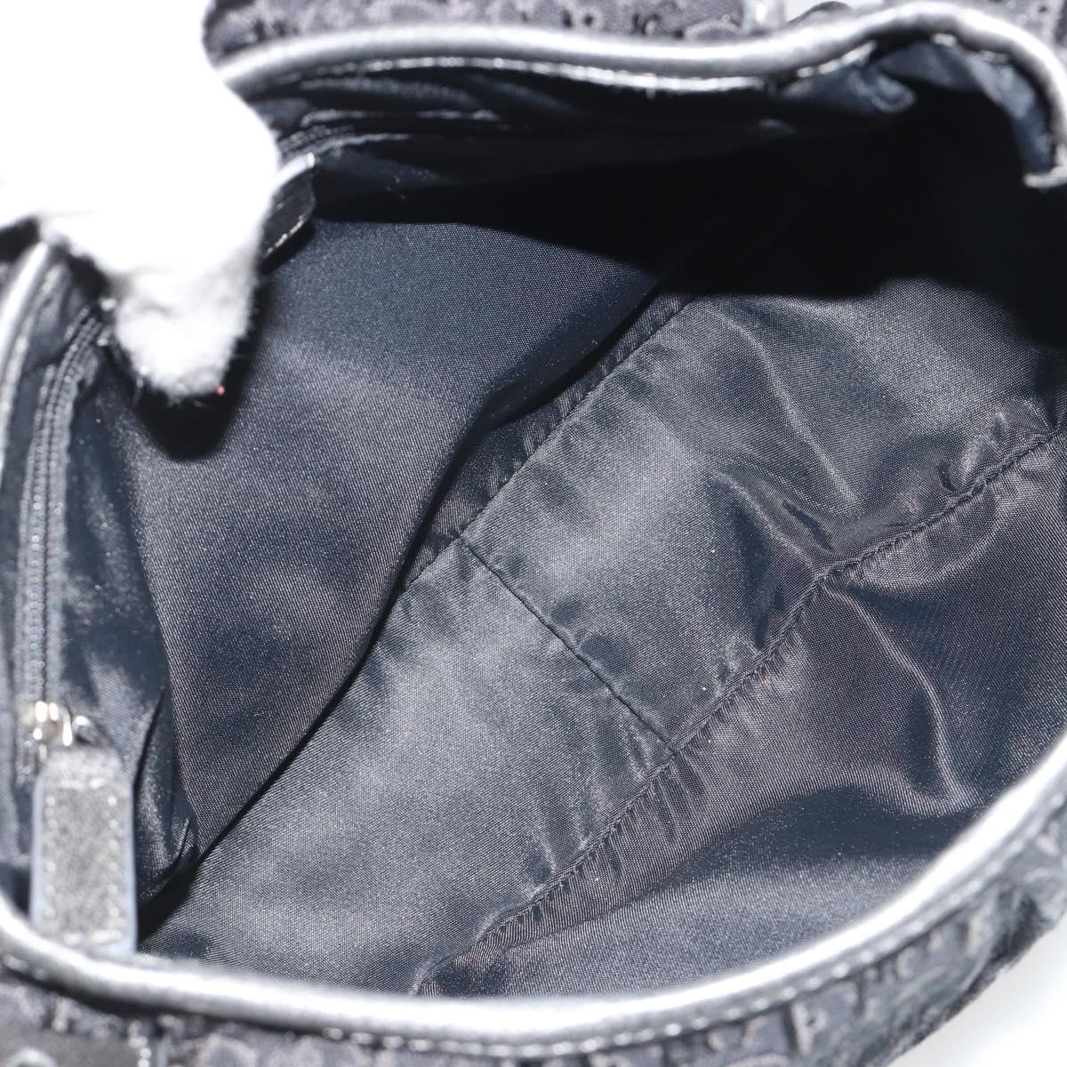 Christian Dior Trotter Canvas Shoulder Bag Black Silver Auth 186592A
