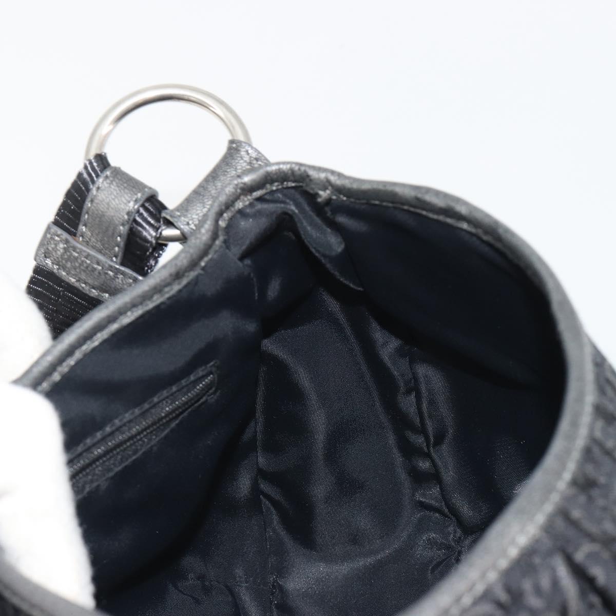 Christian Dior Trotter Canvas Shoulder Bag Black Silver Auth 186592A