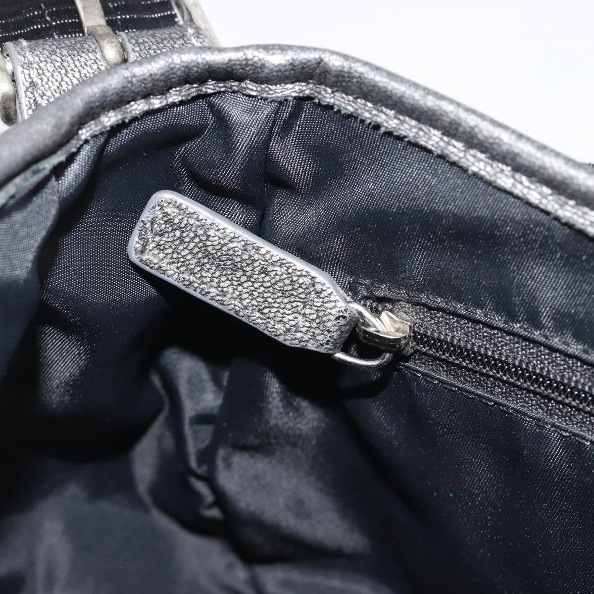 Christian Dior Trotter Canvas Shoulder Bag Black Silver Auth 186592A