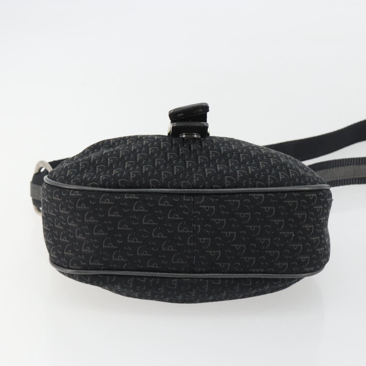Christian Dior Trotter Canvas Shoulder Bag Black Silver Auth 186592A