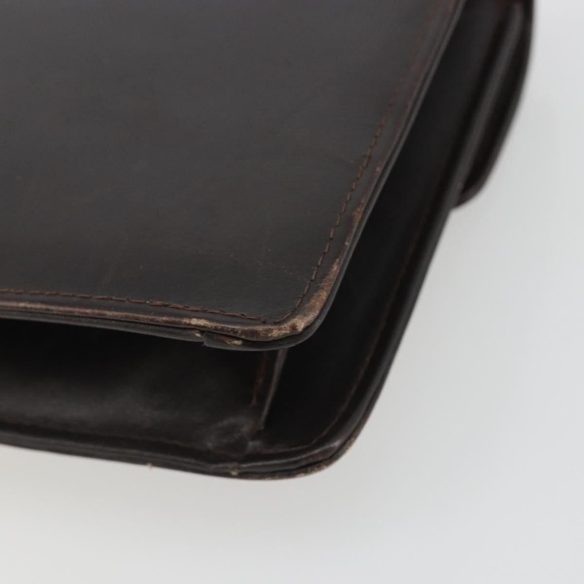 GUCCI Clutch Bag Leather Brown Gold Auth 186593