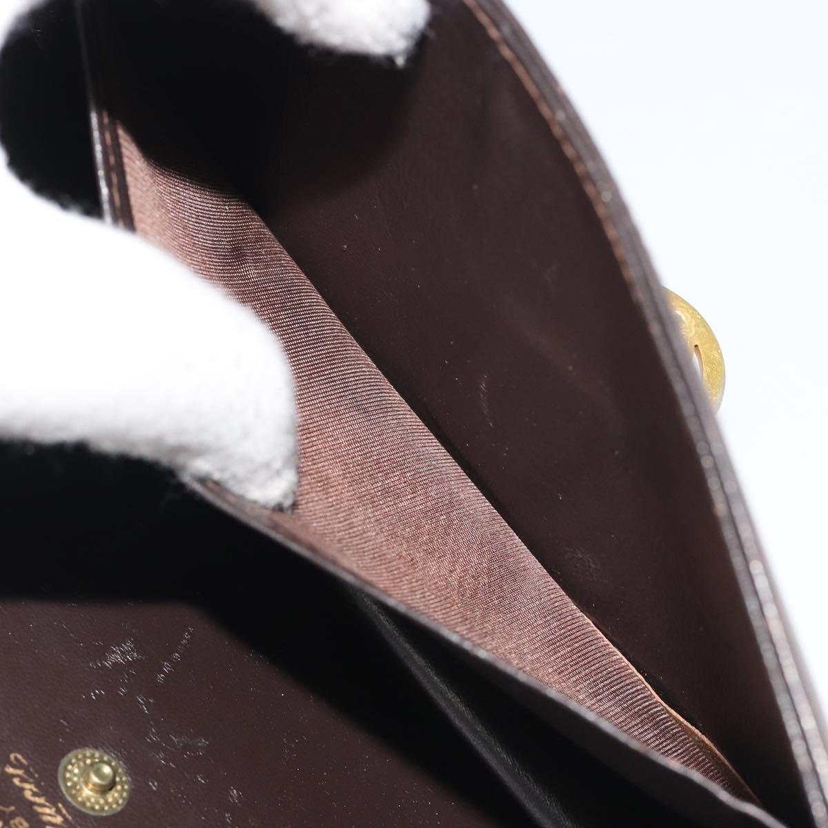 GUCCI Clutch Bag Leather Brown Gold Auth 186593