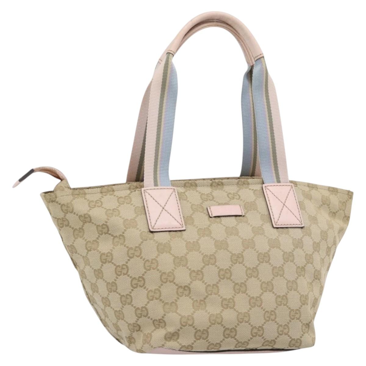 GUCCI GG Canvas Hand Bag Beige Gold 131228 Auth 186594